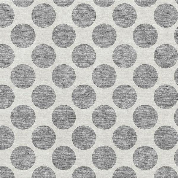 HomeRoots 5' X 8' Gray and Ivory Polka Dot Washable Area Rug - Soft, Durable, UV-Protected for Homes & Patios 677395