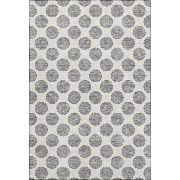 HomeRoots 8' X 10' Gray and Ivory Polka Dot Area Rug – Washable, UV-Protected, Durable for Active Homes 677397