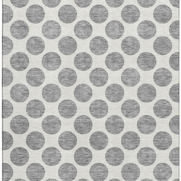 HomeRoots 8' X 10' Gray and Ivory Polka Dot Area Rug – Washable, UV-Protected, Durable for Active Homes 677397