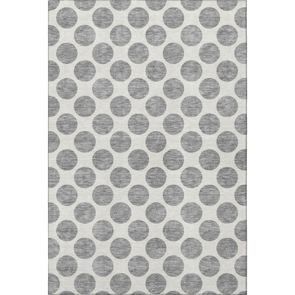 HomeRoots 8' X 10' Gray and Ivory Polka Dot Area Rug – Washable, UV-Protected, Durable for Active Homes 677397