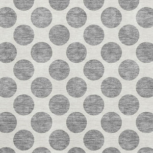 HomeRoots 9' X 12' Playful Gray and Ivory Polka Dot Area Rug - Washable, UV Protected, Durable, Soft Comfort 677398