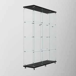 English Elm Tempered Glass Display Cabinet With Bluetooth Led Lights, Lockable Door, Mobile Design For Home & Office W3155S00011-GIGA