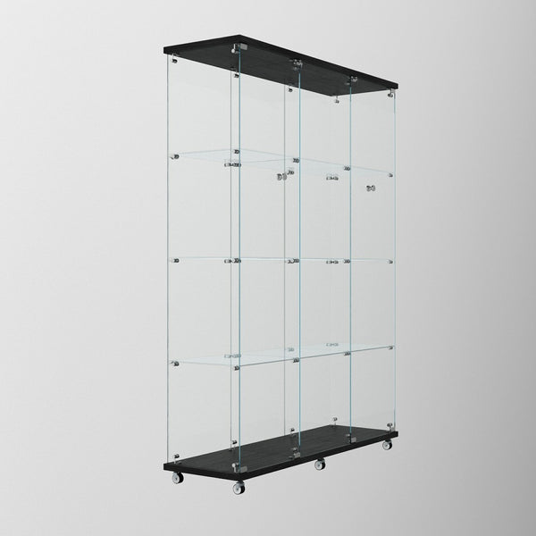 English Elm Tempered Glass Display Cabinet With Bluetooth Led Lights, Lockable Door, Mobile Design For Home & Office W3155S00011-GIGA