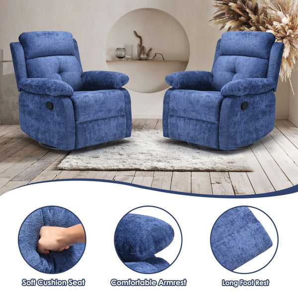 English Elm Small Swivel Rocker Recliner Compact Upholstered Accent Chair for Bedroom T3623P434287