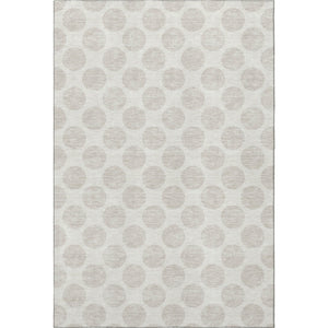 HomeRoots 5' X 8' Washable Ivory and Beige Polka Dot Area Rug with UV Protection for Family Rooms & Playrooms 677401
