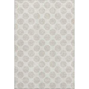 HomeRoots 8' X 10' Ivory & Beige Polka Dot Washable Rug – Family-Friendly, Stain-Resistant & UV Protected! 677403