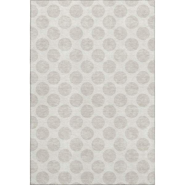 HomeRoots 8' X 10' Ivory & Beige Polka Dot Washable Rug – Family-Friendly, Stain-Resistant & UV Protected! 677403