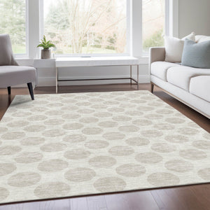 HomeRoots 8' X 10' Ivory & Beige Polka Dot Washable Rug – Family-Friendly, Stain-Resistant & UV Protected! 677403