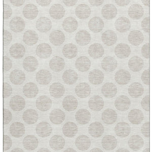 HomeRoots 8' X 10' Ivory & Beige Polka Dot Washable Rug – Family-Friendly, Stain-Resistant & UV Protected! 677403