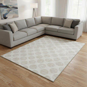 HomeRoots 9' X 12' Ivory Polka Dot Area Rug – Washable, UV-Protected, Stylish & Durable for Busy Homes 677404