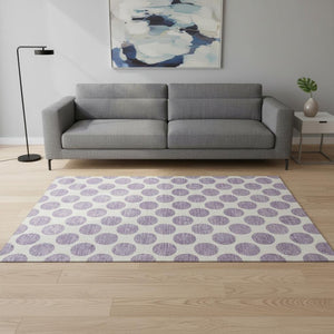 HomeRoots 5' X 8' Lavender and Ivory Polka Dot Washable Area Rug – UV Protected, Soft, and Stylish for Homes! 677407