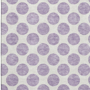 HomeRoots 5' X 8' Lavender and Ivory Polka Dot Washable Area Rug – UV Protected, Soft, and Stylish for Homes! 677407