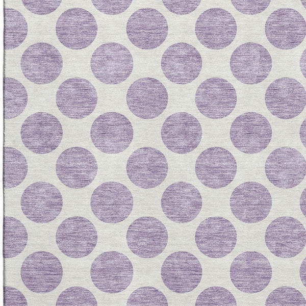 HomeRoots 5' X 8' Lavender and Ivory Polka Dot Washable Area Rug – UV Protected, Soft, and Stylish for Homes! 677407