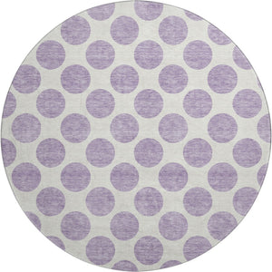 HomeRoots 8' Lavender Polka Dot Round Rug - Washable, UV Protected, Stain Resistant for Stylish, Active Homes 677408