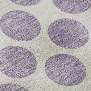 HomeRoots 8' Lavender Polka Dot Round Rug - Washable, UV Protected, Stain Resistant for Stylish, Active Homes 677408