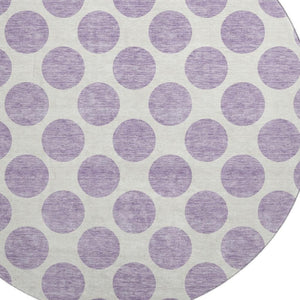 HomeRoots 8' Lavender Polka Dot Round Rug - Washable, UV Protected, Stain Resistant for Stylish, Active Homes 677408