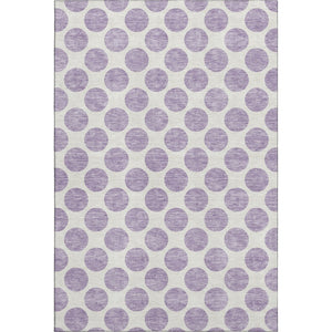 HomeRoots 8' X 10' Playful Lavender & Ivory Polka Dot Area Rug - Washable, UV Protected, Stain Resistant Design 677409