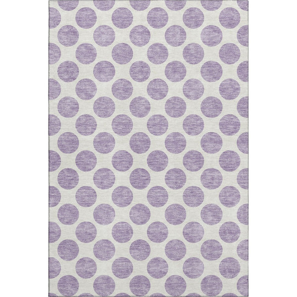 HomeRoots 8' X 10' Playful Lavender & Ivory Polka Dot Area Rug - Washable, UV Protected, Stain Resistant Design 677409