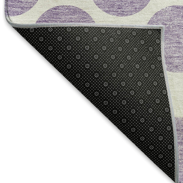 HomeRoots 8' X 10' Playful Lavender & Ivory Polka Dot Area Rug - Washable, UV Protected, Stain Resistant Design 677409