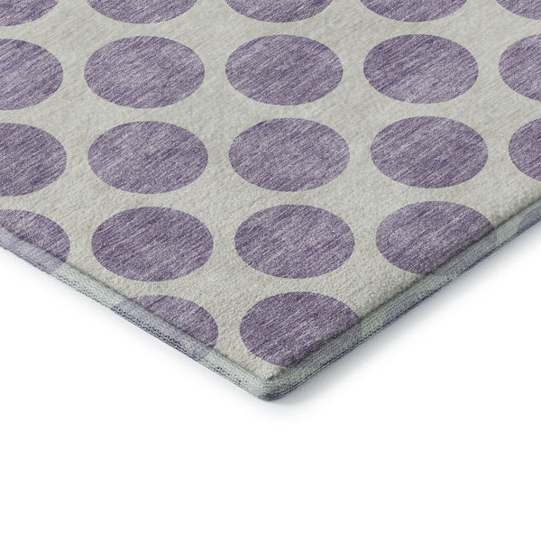 HomeRoots 8' X 10' Playful Lavender & Ivory Polka Dot Area Rug - Washable, UV Protected, Stain Resistant Design 677409