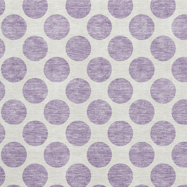 HomeRoots 8' X 10' Playful Lavender & Ivory Polka Dot Area Rug - Washable, UV Protected, Stain Resistant Design 677409