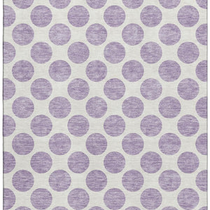 HomeRoots 8' X 10' Playful Lavender & Ivory Polka Dot Area Rug - Washable, UV Protected, Stain Resistant Design 677409