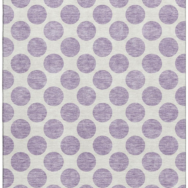 HomeRoots 8' X 10' Playful Lavender & Ivory Polka Dot Area Rug - Washable, UV Protected, Stain Resistant Design 677409