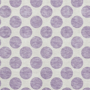 HomeRoots 9' X 12' Playful Lavender & Ivory Polka Dot Washable Area Rug with UV Protection for Easy Care 677410