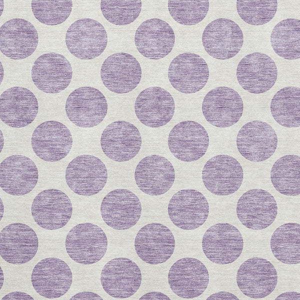 HomeRoots 9' X 12' Playful Lavender & Ivory Polka Dot Washable Area Rug with UV Protection for Easy Care 677410