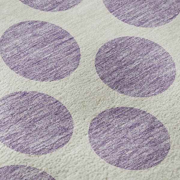 HomeRoots 10' X 14' Lavender Polka Dot Area Rug - Washable, UV-Protected, Durable for Family & Outdoor Spaces 677411