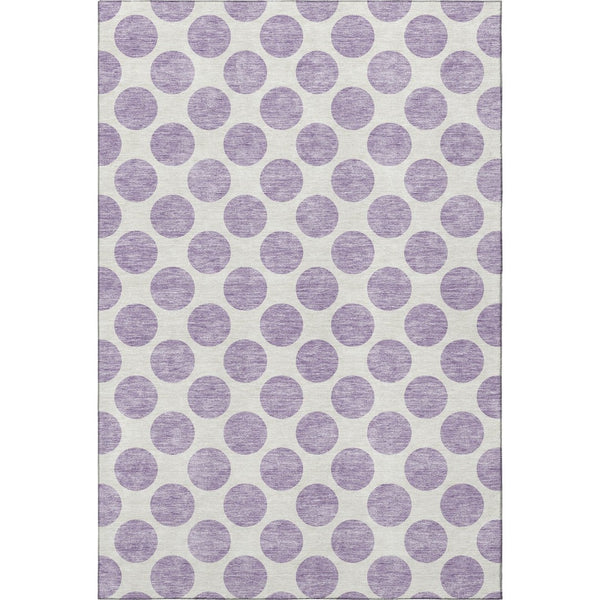 HomeRoots 10' X 14' Lavender Polka Dot Area Rug - Washable, UV-Protected, Durable for Family & Outdoor Spaces 677411