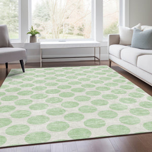 HomeRoots 5' X 8' Mint Green Polka Dot Area Rug - Washable, UV Protected, Durable & Perfect for Any Room! 677413