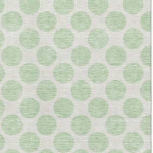 HomeRoots 8' X 10' Mint Green Polka Dot Washable Area Rug - UV Protected, Stylish & Stain Resistant for Homes 677415