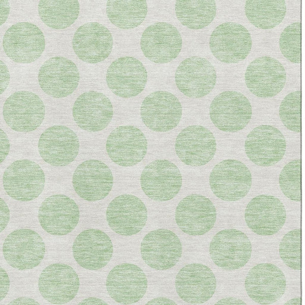 HomeRoots 8' X 10' Mint Green Polka Dot Washable Area Rug - UV Protected, Stylish & Stain Resistant for Homes 677415