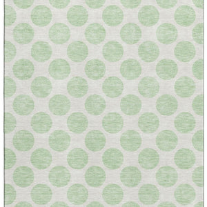 HomeRoots 9' Mint Green & Ivory Polka Dot Area Rug - Washable, UV Protected, Durable for Family Spaces & Playrooms 677416