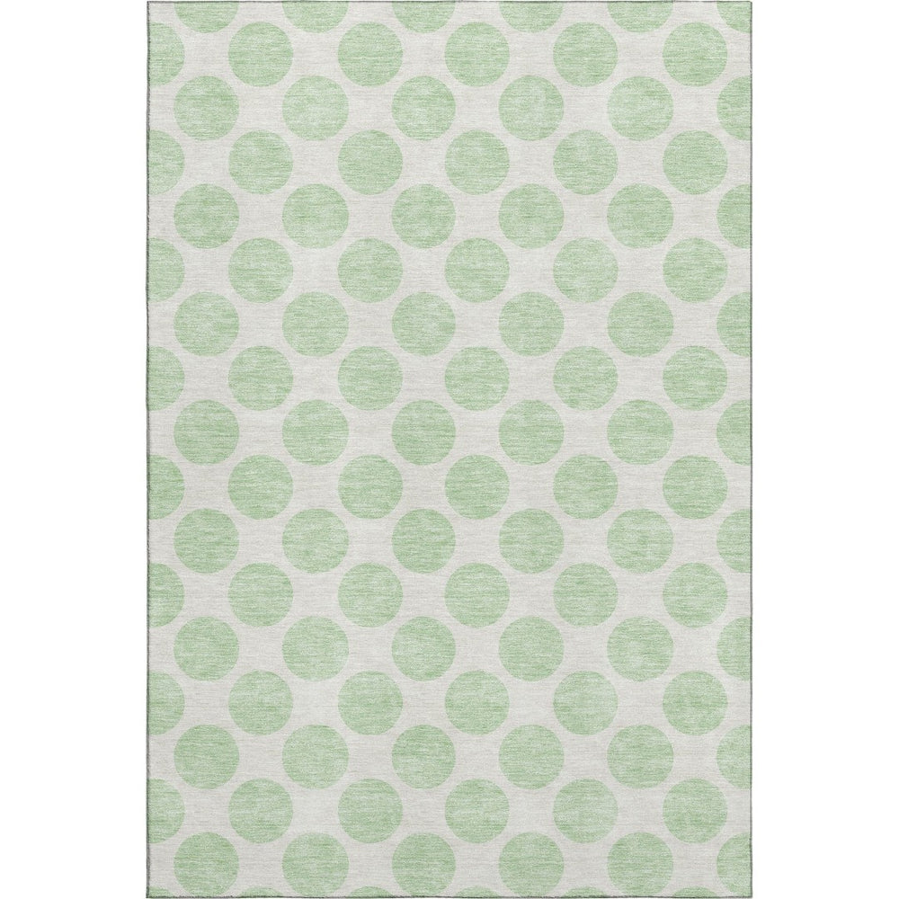 HomeRoots 10' X 14' Mint Green & Ivory Polka Dot Washable Area Rug – Stylish, Durable & UV-Protected Design! 677417