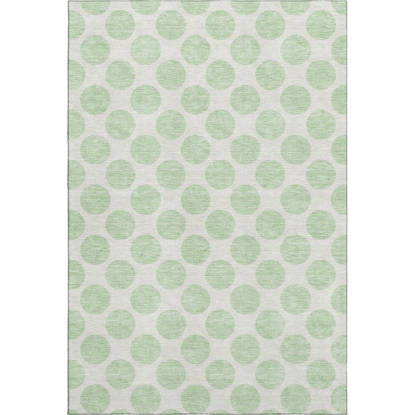 HomeRoots 10' X 14' Mint Green & Ivory Polka Dot Washable Area Rug – Stylish, Durable & UV-Protected Design! 677417