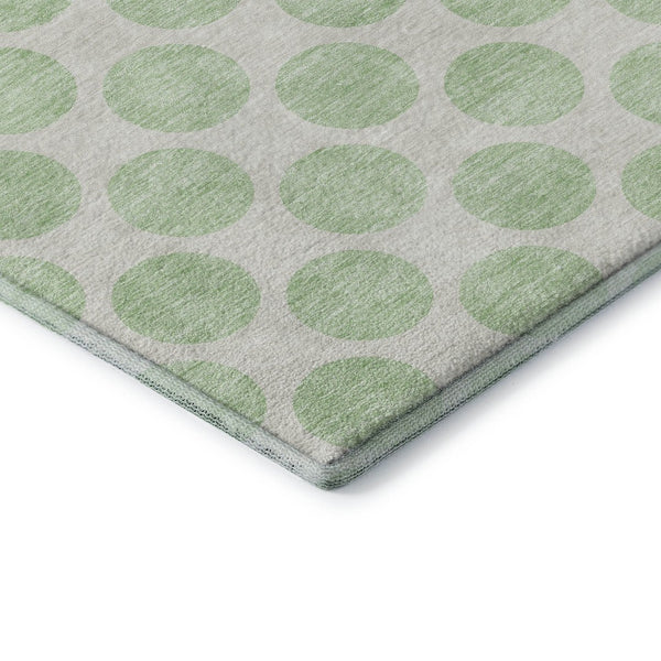 HomeRoots 10' X 14' Mint Green & Ivory Polka Dot Washable Area Rug – Stylish, Durable & UV-Protected Design! 677417