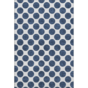HomeRoots 5' X 8' Navy Blue & Ivory Polka Dot Area Rug - Washable, UV-Protected, Stain-Resistant & Kid-Friendly! 677419