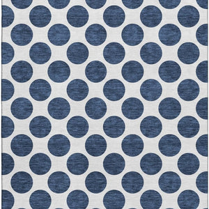 HomeRoots 5' X 8' Navy Blue & Ivory Polka Dot Area Rug - Washable, UV-Protected, Stain-Resistant & Kid-Friendly! 677419