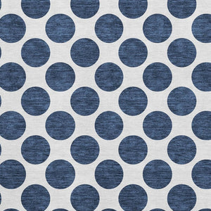 HomeRoots 9' X 12' Navy Blue & Ivory Polka Dot Washable Area Rug with UV Protection – Stylish & Durable Décor 677422