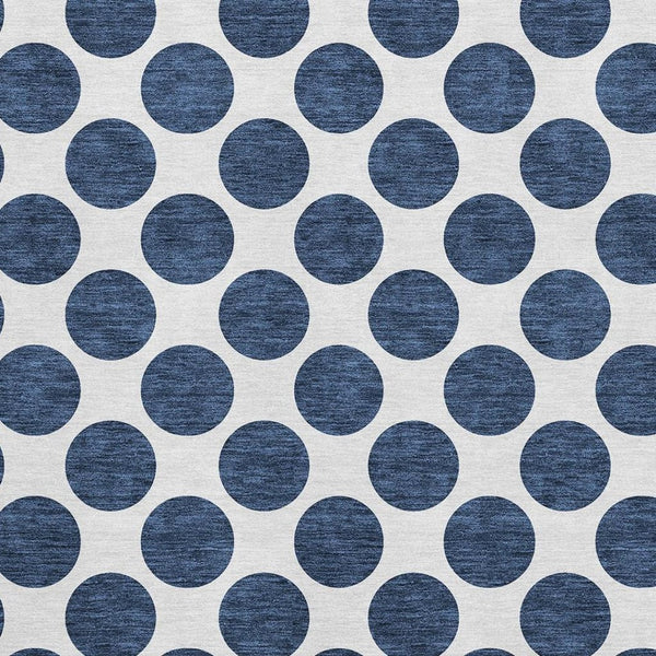 HomeRoots 9' X 12' Navy Blue & Ivory Polka Dot Washable Area Rug with UV Protection – Stylish & Durable Décor 677422