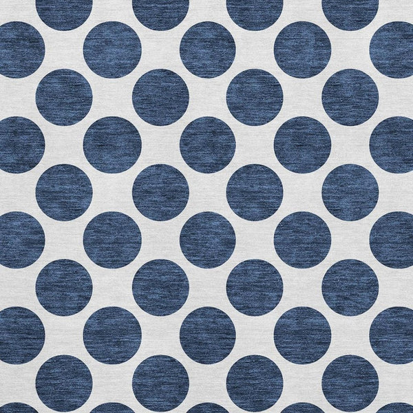 HomeRoots 10' X 14' Navy Blue Polka Dot Area Rug - Washable, Stain Resistant, UV Protected for Busy Homes! 677423