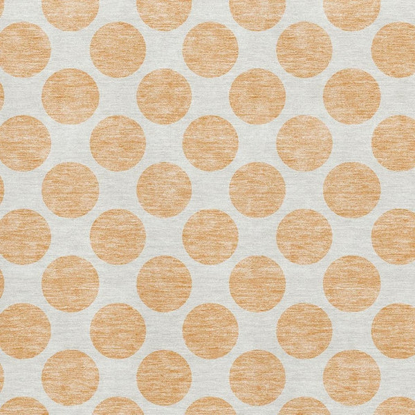 HomeRoots 5' X 8' Washable Peach & Ivory Polka Dot Area Rug with UV Protection - Perfect for Homes with Kids & Pets! 677425