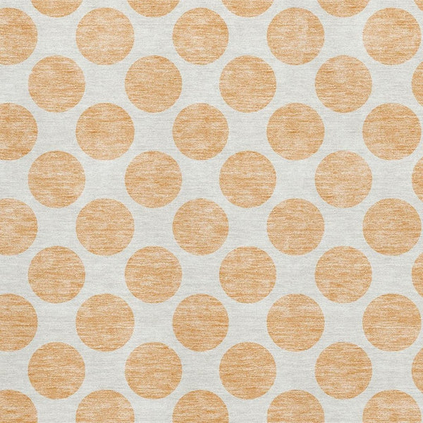 HomeRoots 8' X 10' Peach & Ivory Polka Dot Area Rug – Washable, Stain Resistant, UV Protected for Family Spaces 677427