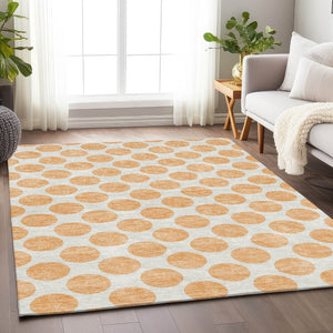 HomeRoots 9' X 12' Peach Polka Dot Area Rug – Durable, Washable, UV-Protected & Ideal for High-Traffic Spaces 677428