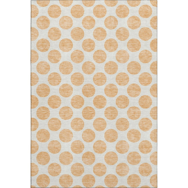 HomeRoots 9' X 12' Peach Polka Dot Area Rug – Durable, Washable, UV-Protected & Ideal for High-Traffic Spaces 677428