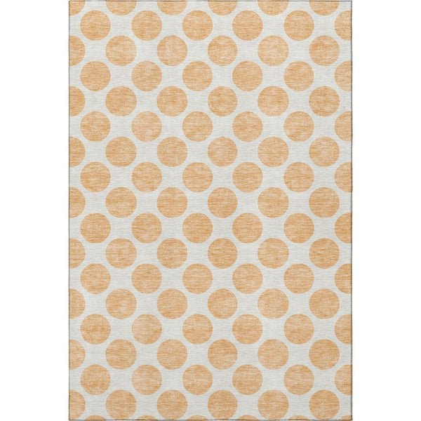 HomeRoots 9' X 12' Peach Polka Dot Area Rug – Durable, Washable, UV-Protected & Ideal for High-Traffic Spaces 677428