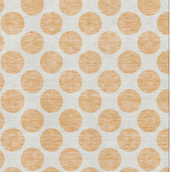 HomeRoots 10' Peach and Ivory Polka Dot Area Rug – Washable, UV-Protected, Stain-Resistant, Kid & Pet Friendly! 677429