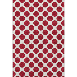 HomeRoots 5' X 8' Red and Ivory Polka Dot Area Rug - Washable, Durable, UV-Protected for Homes with Kids & Pets 677431